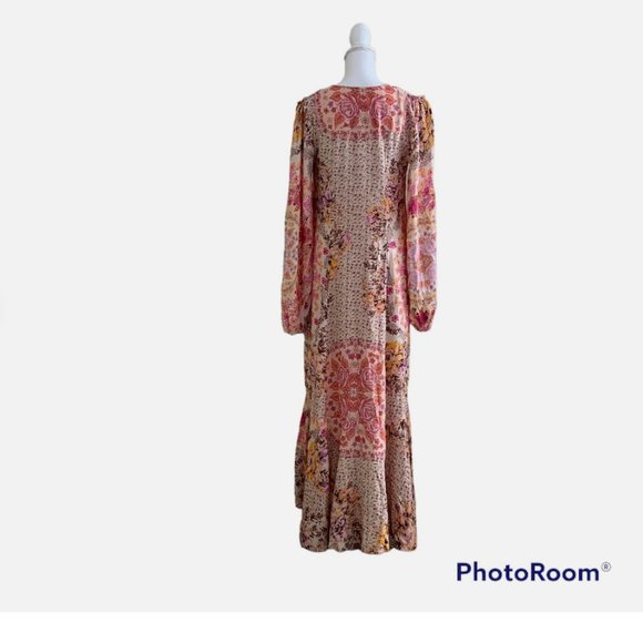 Free People Size XS Marais Printed Midi Asymmetrical Button Up Dress Size XS - Picture 4 of 14